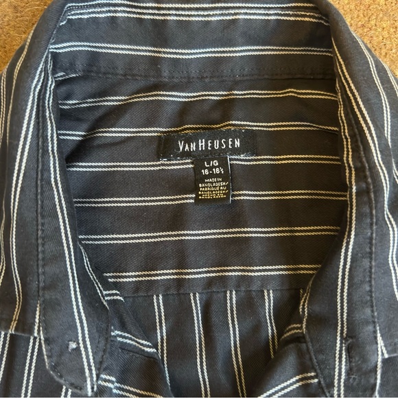 Van Heusen Navy Striped Button Down Shirt - Picture 2 of 2